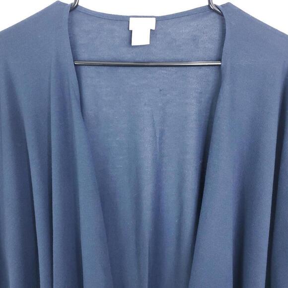 Chicos Top Womens Size M L Shawl Vest Office Stretchy Navy Knit Kimono Soft - Picture 2 of 9